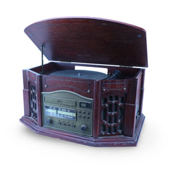 Retro Wood Effect CD/Record Player 