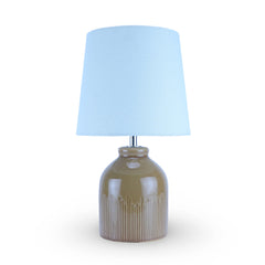 Brown Ceramic Stripe Design Table Lamp
