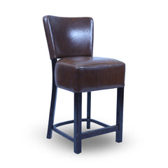 Brown Leather Vintage Bar Stool