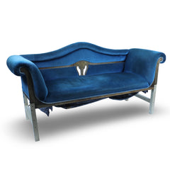 Blue Velveteen Vintage Sofa