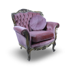 Pink Ornate Upholstered Armchair
