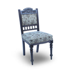 Dark Wood Patterned Upholdered Dining Chair
