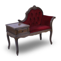 Red Velvet Ornate Wooden Telephone Chair
