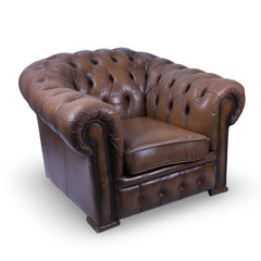Brown Leather Chesterfield Arm Chair