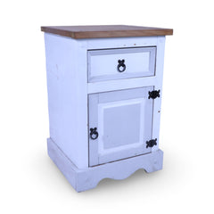 White Painted Rustic Wooden Bedside Tables
