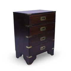 Darkwood 4 Drawer Leather Topped Side Table