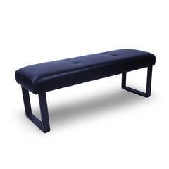 Black Faux-Leather Bench