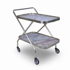 Marble Effect Folding Tea Trolley